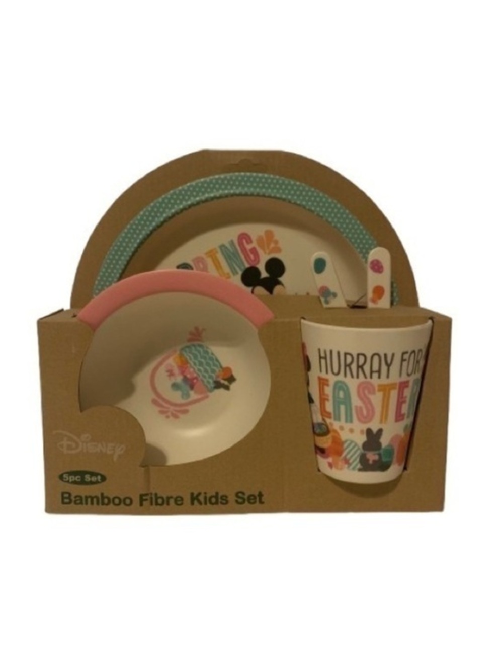 NWT. DISNEY Mickey & Minnie Mouse 5PC Bamboo Fibre Set